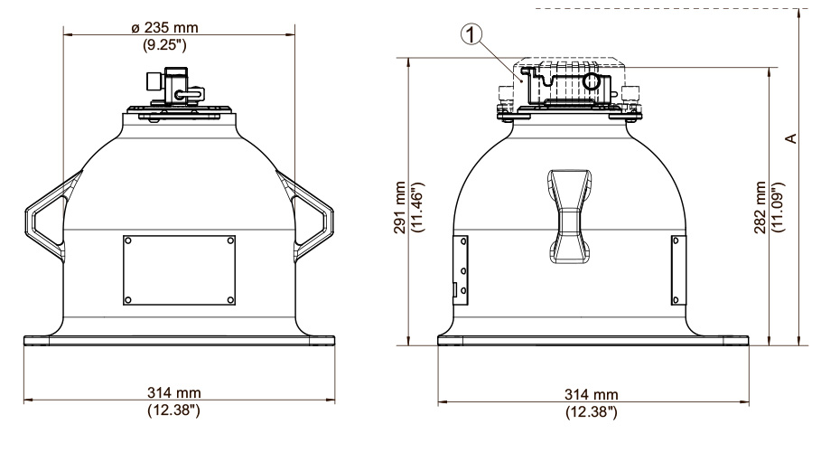 Dimensionstegning af VEGASOURCE 83